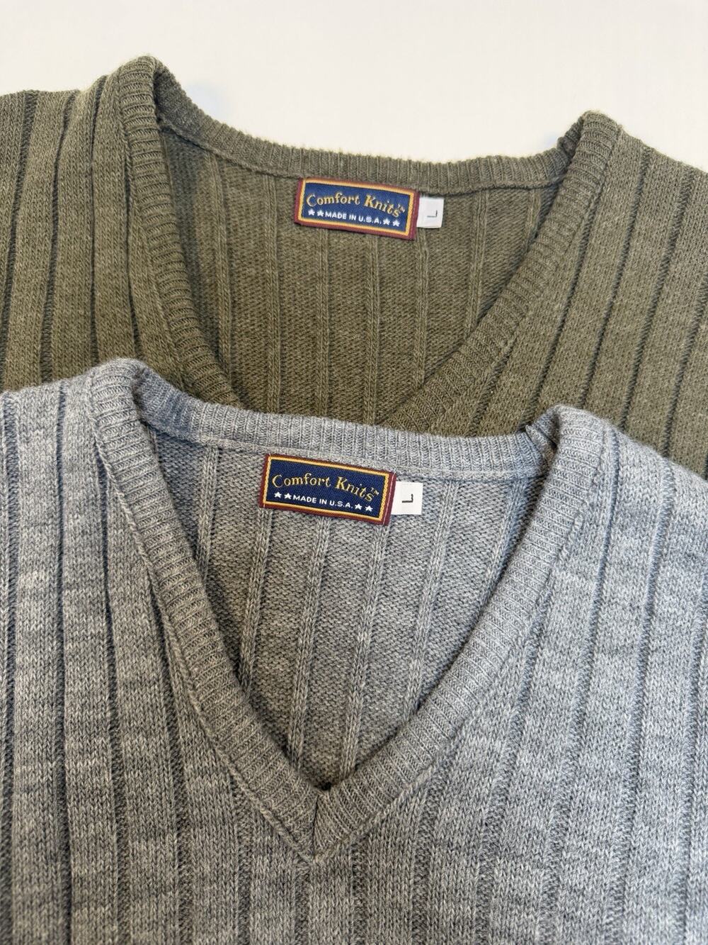 Mens Vintage Size Medium Grey / Green Comfort Knits Bundle Of Two Sweater Vests